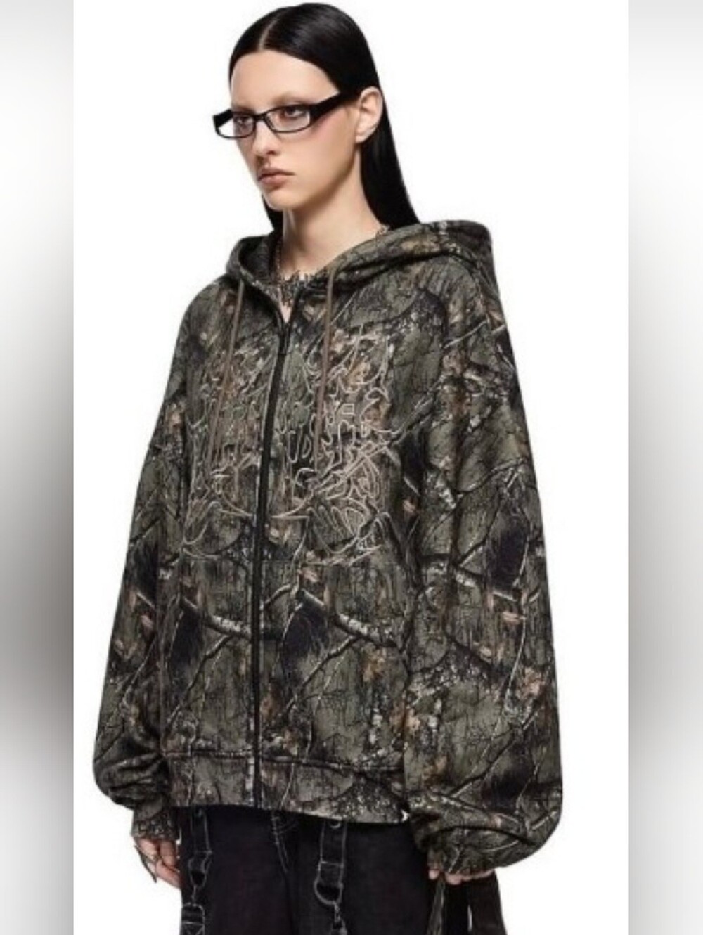 Minga London Forest Tree Camo Zip Hoodie NWOT L/XL
